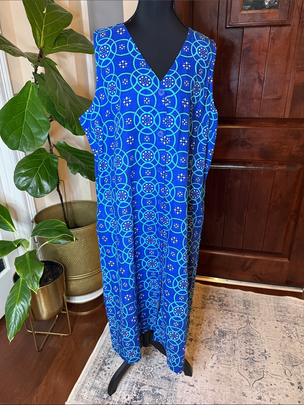 Liz Claiborne Linen, Blend, button front midi dress Size XL